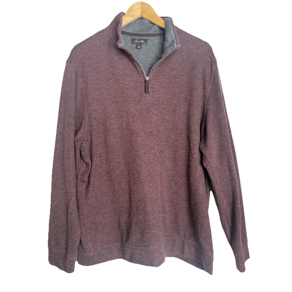 Tasso Elba Men's Burgundy‎ 1/4 Zip Polo Size XL